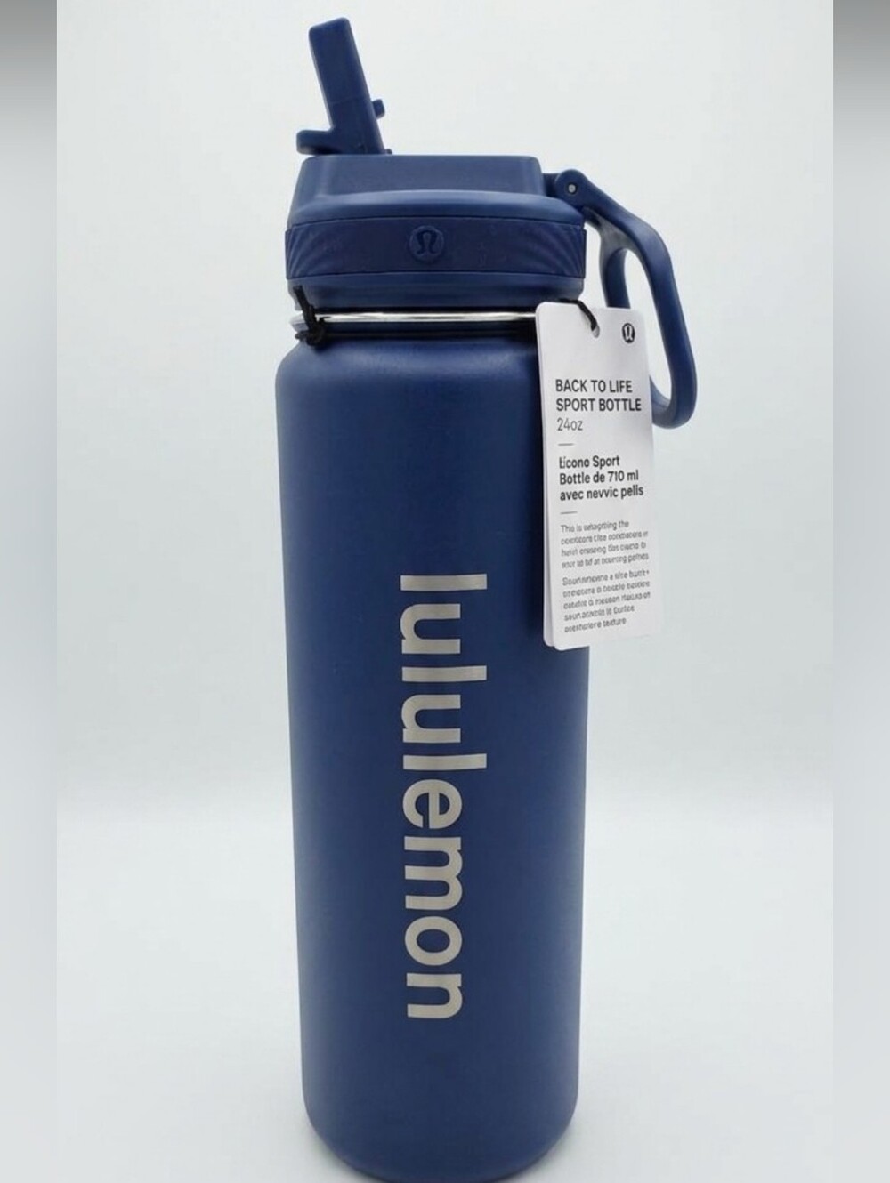 Lululemon Back To Life Sports Water Bottle 24oz W Straw Clubhouse Blue Insulated